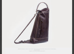 Genuine Leather Mens Coffee Cool Sling Pack Chest Bag Sling Bag Crossbody Pack for men