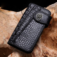 Handmade Leather Mens Chain Biker Wallet Cool Leather Wallet Long Phone Wallets for Men