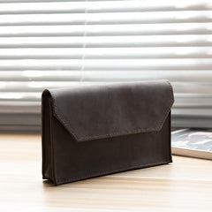 Handmade Leather Mens Clutch Cool Large Wallet Clutch Wristlet Wallet for Men