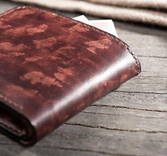 Handmade Leather Mens Cool Slim Leather Wallet Men Small Wallets Bifold for Men