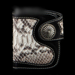 snake skin wallet mens Handmade Leather Wallet Biker Wallet Snake Skin Wallet Cool Wallets for Men Biker Chain Wallet
