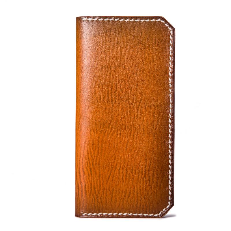 Handmade Leather Mens Cool Long Leather Wallet Bifold Clutch Wallet for Men