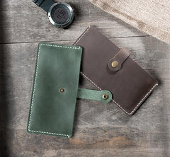 Handmade Leather Mens Clutch Wallet Cool Slim Leather Wallet Long Phone Wallets for Men