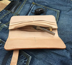 Handmade Leather Mens Biker Chain Wallet Cool Long Biker Wallet with Chain