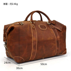 Cool Dark Brown Leather Mens Barrel Overnight BagsWeekender Bags Travel Bag For Men