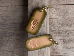 Handmade Leather Mens World of Warcraft Cool Keychain KeyCharm Keyring Pendant for Men
