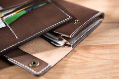 Handmade Leather Mens Clutch Wallet Cool Leather Wallet Long Phone Wallets for Men