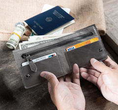 Cool Leather Mens Slim Small Wallet Men billfold Bifold Wallets for Men