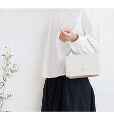 White Leather Women Chain Small Handbag Shoulder Bag For Women