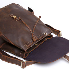 Vintage Leather Mens Backpack Satchel Brown School Backpack Travel Backpack for men