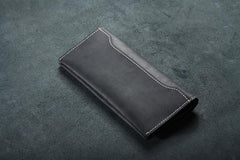 Handmade Leather Mens Clutch Wallet Cool Leather Wallet Long Phone Wallets for Men
