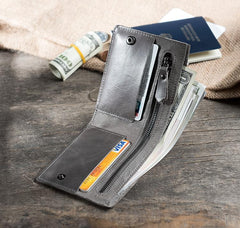 Cool Leather Mens Slim Small Wallet Men billfold Bifold Wallets for Men