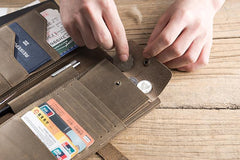 Cool Leather Mens Travel Long Wallet Passport Leather Wallet Long Wallet for Men