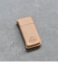 Handmade Beige Leather Womens 10pcs Cigarette Holder Case Cool Custom Cigarette Case for Women