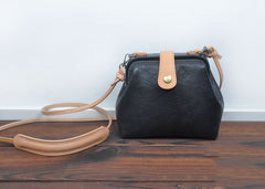 Vintage Womens Brown Leather Small Doctor Shoulder Bag Brown Doctor Crossbody Purse for Women