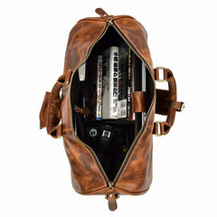 Genuine Leather Mens Cool Vintage Brown Weekender Bag Travel Bag Duffle Bags Overnight Bag Holdall Bag for men