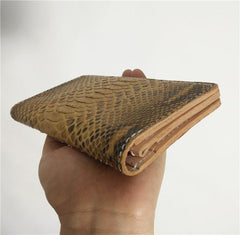 [On Sale] Handmade Vintage Mens Snake Skin Long Wallet Bifold Long Wallet for Men