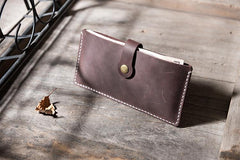 Handmade Leather Mens Clutch Wallet Cool Slim Leather Wallet Long Phone Wallets for Men