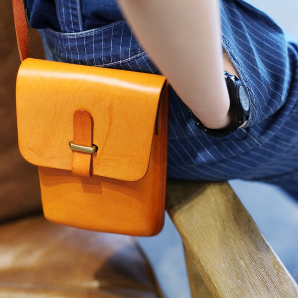 Handmade Leather vintage women phone purse leather shoulder bag crossbody bag - EverHandmade