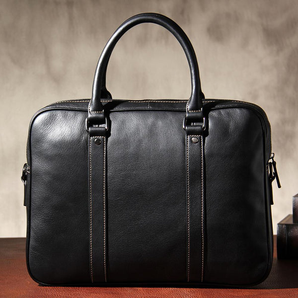 Leather Mens Black Briefcase Shoulder Bag Handbag Laptop Bag Business Bag for Men