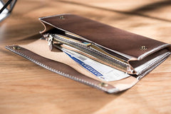 Handmade Leather Mens Clutch Wallet Cool Leather Wallet Long Phone Wallets for Men