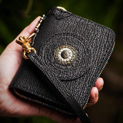 Handmade Leather Small Tooled Mens Cool billfold Wallet Chain Wallets Biker Wallet for Men