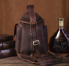 Cool Leather Mens Chest Bag Sling Bags Sling Crossbody Bag Travel Sling Bag for men