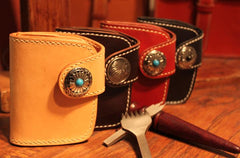Cool Leather Small Biker Chain Wallet Mens Handmade billfold Chain Wallet Biker Wallet