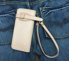 Handmade Leather Mens Biker Chain Wallet Cool Long Biker Wallet with Chain