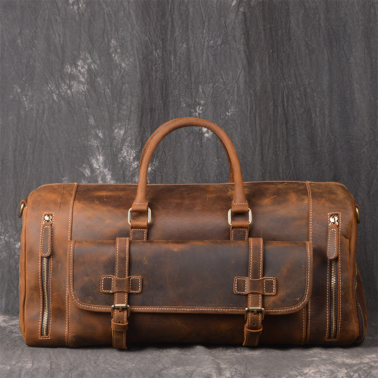 Men Leather Black Coffee Weekender Bag Vintage Travel Bag Duffle Bags Overnight Bag Holdall Bag for men