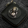 Handmade Leather Chinese Dragon Tooled Mens billfold Wallet Cool Chain Wallets Biker Wallet for Men