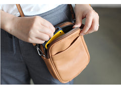 Cute Leather Womens Cell Phone Crossbody Bag Purse Double Zipper Shoulder Bag for Women