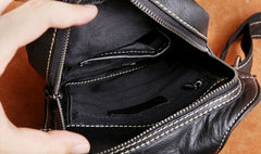 Genuine Leather Mens Cool Chest Bag Sling Bag Crossbody Bag Travel Bag Hiking Bag for men
