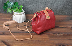 Vintage Womens Brown Leather Small Doctor Shoulder Bag Brown Doctor Crossbody Purse for Women