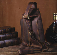 Cool Leather Mens Chest Bag Sling Bags Sling Crossbody Bag Travel Sling Bag for men