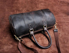 Genuine Leather Mens Barrel Bag Cool Weekender Bag Travel Bag Duffle Bags Overnight Bag Holdall Bag for men