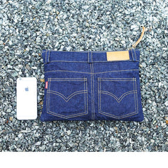Unique Blue Jean Mens Clutch Bag Cool Wristlet Wallet Zipper Clutch Wallet For Men
