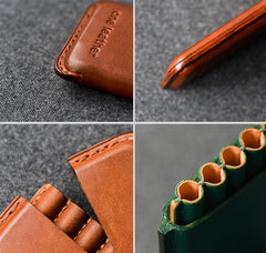 Handmade Brown Leather Womens 5pcs Cigarette Holder Case Cool Custom Cigarette Case for Women