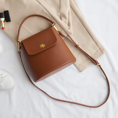 Cute Leather Womens Stylish Bucket Handbag Crossbody Purse Barrel Shoulder Bag for Women