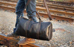 Genuine Leather Mens Cool Weekender Bag Travel Bag Duffle Bags Overnight Bag Holdall Bag for men