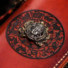 Handmade Leather Tibetan Mens Biker Chain Wallets Cool Long Chain Wallets for Men