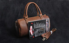 Genuine Leather Mens Barrel Bag Cool Weekender Bag Travel Bag Duffle Bags Overnight Bag Holdall Bag for men