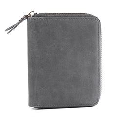 Cool Leather Mens Slim Leather Small Wallet Zipper billfold Wallets Bifold for Men