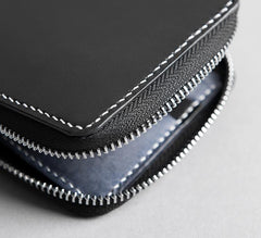 Handmade leather Mens Small biker wallet zipper billfold Chain Wallets for Men
