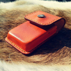Cool Mens Brown Leather Zippo Lighter Cases with Loop Zippo lighter Holder with clips