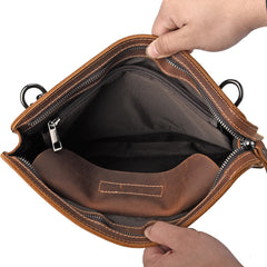 GENUINE LEATHER MENS Vintage Brown Clutch Wristlet Bag MESSENGER BAG FOR MEN