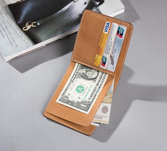 Handmade Cool Leather Mens billfold Leather Wallet Men Small Wallets Bifold for Men
