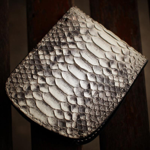 Handmade Leather Boa Skin Tooled Mens billfold Wallet Cool Small Wallet for Men