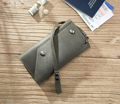 Handmade Leather Mens Cool Long  Chain Wallet Phone Biker Trucker Wristlet Wallet