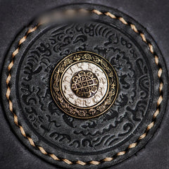 Handmade Leather Tibetan Mens billfold Wallet Cool Chain Wallet Biker Wallet for Men